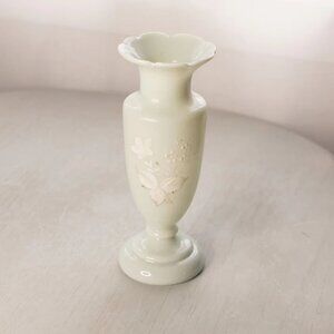 Antique Grey White Handpainted Opaline Glass Vase